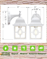 LIT-PaTH Outdoor Wall Lantern, White Large Exterior Wall Light Fixture, E26 Base, Anti-Rust Aluminum Porch Lighting | Lumora