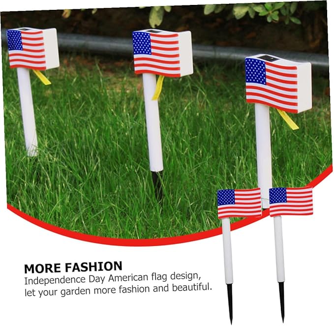 CHILDWEET Solar LED American Flag Garden Lights, 2pcs Outdoor Solar Pathway Lamps Ground Stakes for Lawn and Patio Decoration Random Color