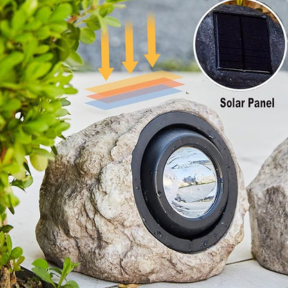 iKenta Solar Garden Lights Outdoor Decorative Fake Rock Lights, Dusk to Dawn Sensor IP65 Waterproof Solar Pathway, Solar Landscaping Light for Garden Yard Walkway Pathway Patio
