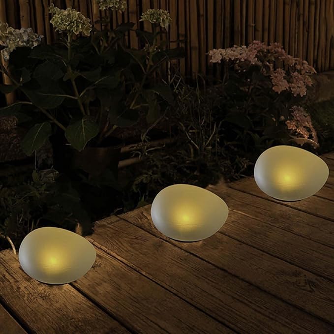 Solar-Powered Stone-Shaped Garden Decorative Lights (Warm White)