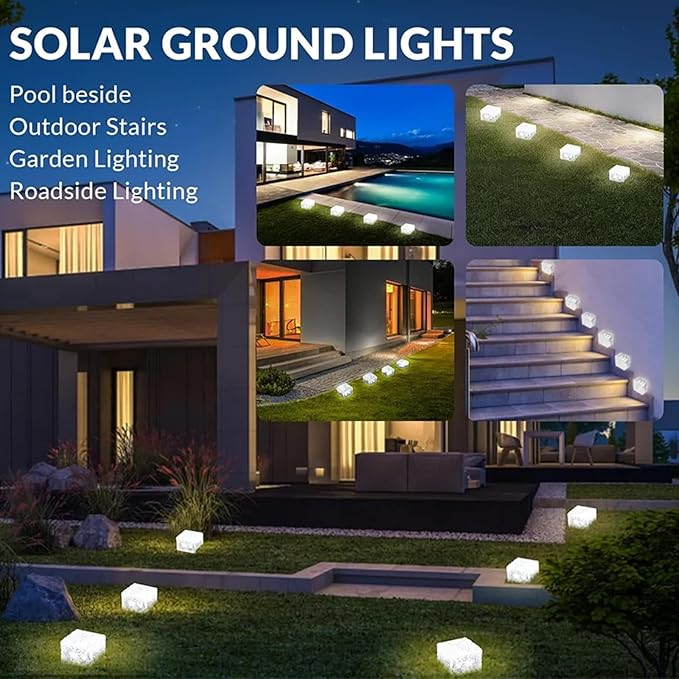 Solar Lights, Brick Lights, Outdoor Waterproof, Recessed, for Garden, Sidewalk, Path, Yard Decoration, Landscape Lighting, 2 Pack (Colored Light (2.95 inches))