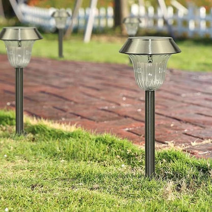 SAFIGLE Solar Stainless Steel LED Garden Ground Plug Light White Light Outdoor Landscape Lawn Path Lighting for Yard Patio