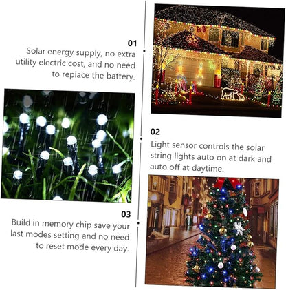 2 Sets Solar Powered Outdoor String Lights LED Multi-Color LED Lights for Garden Patio Tree Decoration Party Decor