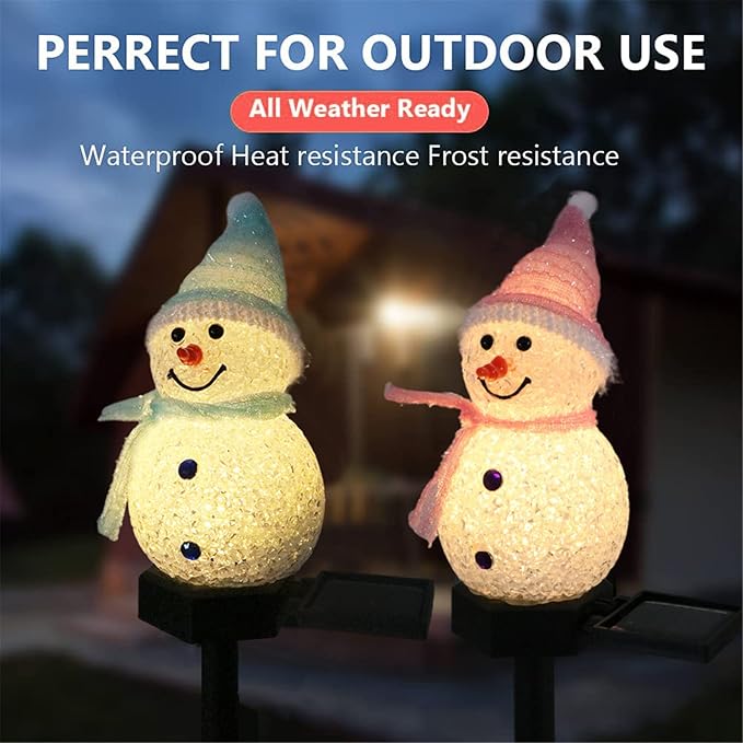 17.3in Snowman Solar Outdoor Lights Christmas Decoration， LED Solar Garden Lights, Multicolor Solar Stake Lights | Lumora