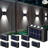 8 Pack Solar Wall Lights for Outside 6000K Cold Solar Fence Lights Up and Down LED Autumn Outdoor Decorative | Lumora