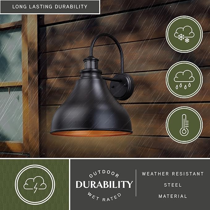 VAXCEL Delano Bronze Motion Sensor Dusk to Dawn Farmhouse Barn Dark Sky Outdoor Wall Light | Lumora