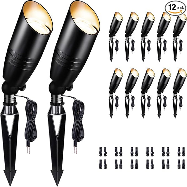 Black Landscape Lighting, LED Low Voltage Spotlights, Outdoor Waterproof Aluminum Uplights for Fence Lawn Plant | Lumora