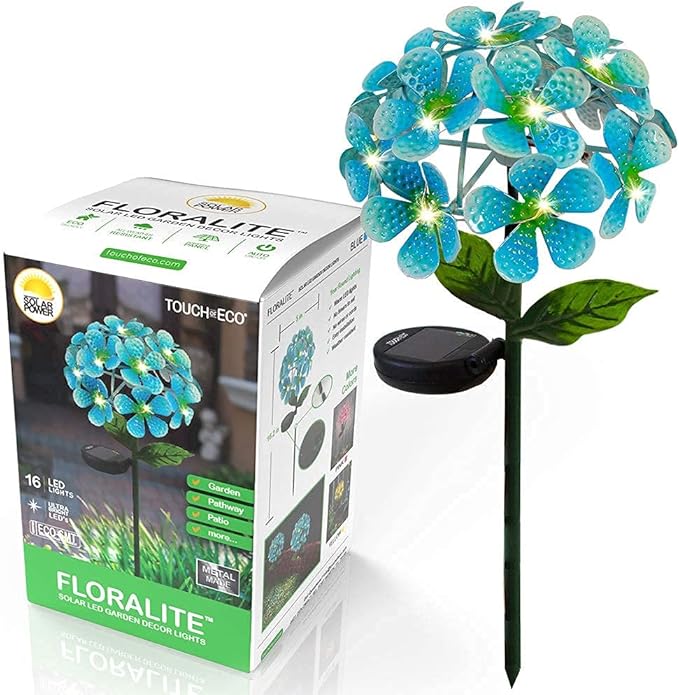 Touch Of ECO Solar LED Metal Flower Stake Light - Perfect for Your Garden, Patio, Walkway, or Outdoor Living Area - Includes 1 Flower Light