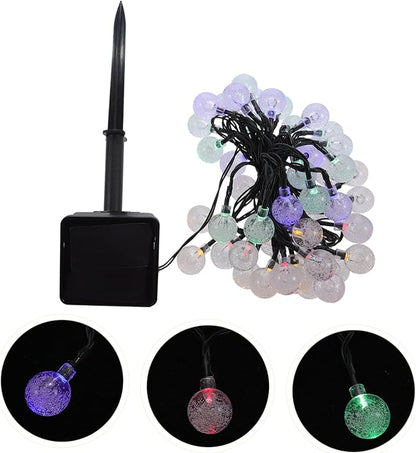 Veemoon 1set Solar String Lights Led Decorative Lights for Patio Garden and Courtyard Bubble Bulbs Energy-Saving Auto Off at Night