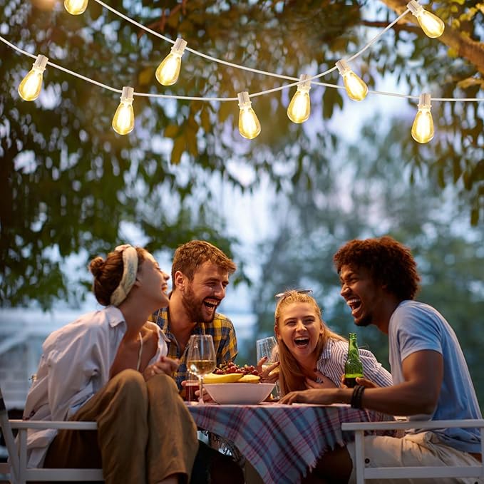 192FT(2x96FT) LED Outdoor String Lights, Linkable Patio Light with 60+3 2700K Waterproof Dimmable Hanging Bulbs for | Lumora