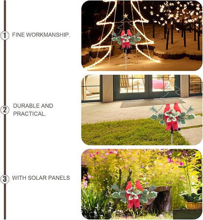HOMSFOU Solar Red Bird Decorative Lawn Light with LED Landscape Lamp, Waterproof Solar Charging Courtyard Path Light for Outdoor Garden and Christmas Yard Décor