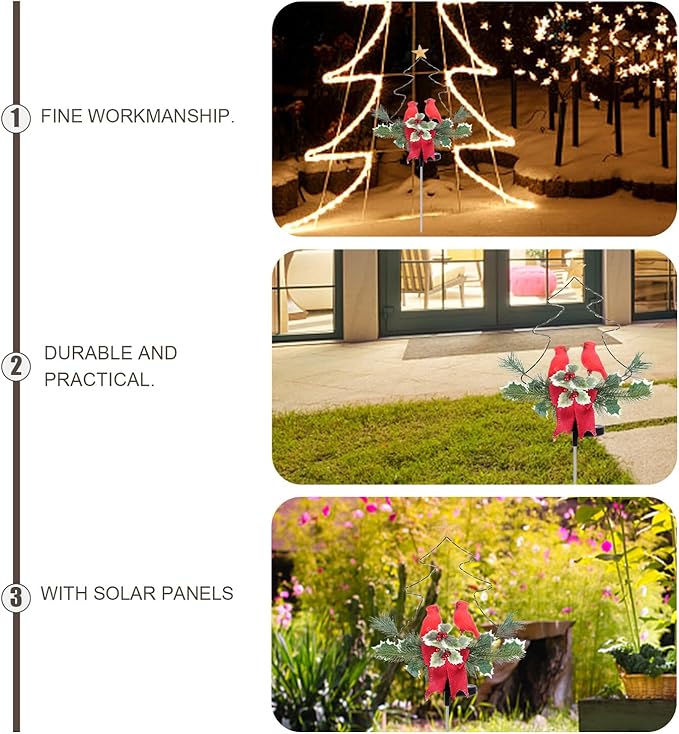Toyvian Red Bird Solar LED Landscape Path Light Waterproof Outdoor Garden Decor Xmas Yard Lamp Solar Powered Decorative Night Lamp
