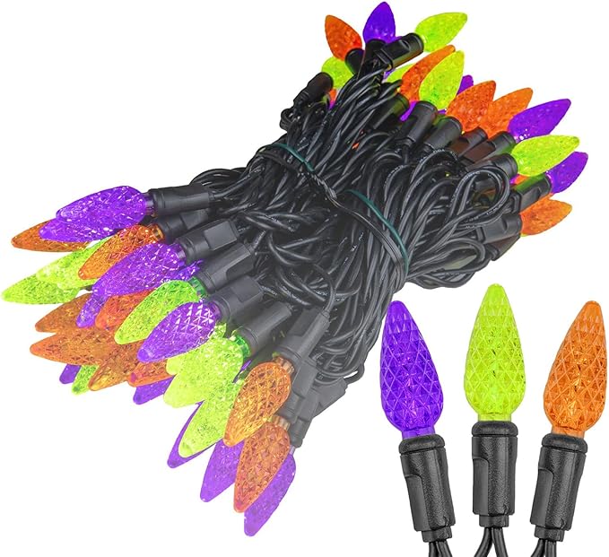 ‎‎‎Novelty Lights 24FT 70 LED C6 LED Halloween String Lights, Outdoor Christmas Tree Commercial Grade LED String | Lumora