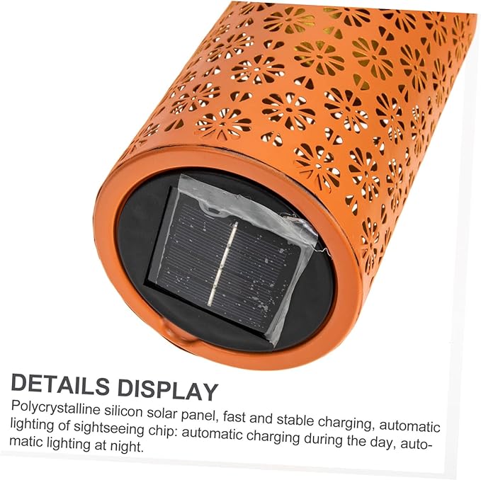 Solar Garden Path Lights Led Iron Chrysanthemum Design for Outdoor Decoration Energy-Saving Solar Powered Lighting for Walkways and Patios Bright Orange Color