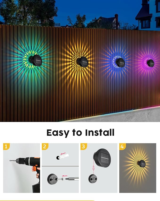 Vangue Solar Lights Outdoor Garden, 2025 New Dynamic Running Light, IP65 Waterproof Dual-Mode Solar Powered Outdoor Lights for Pathway Lawn Patio Yard Landscape Driveway (2)