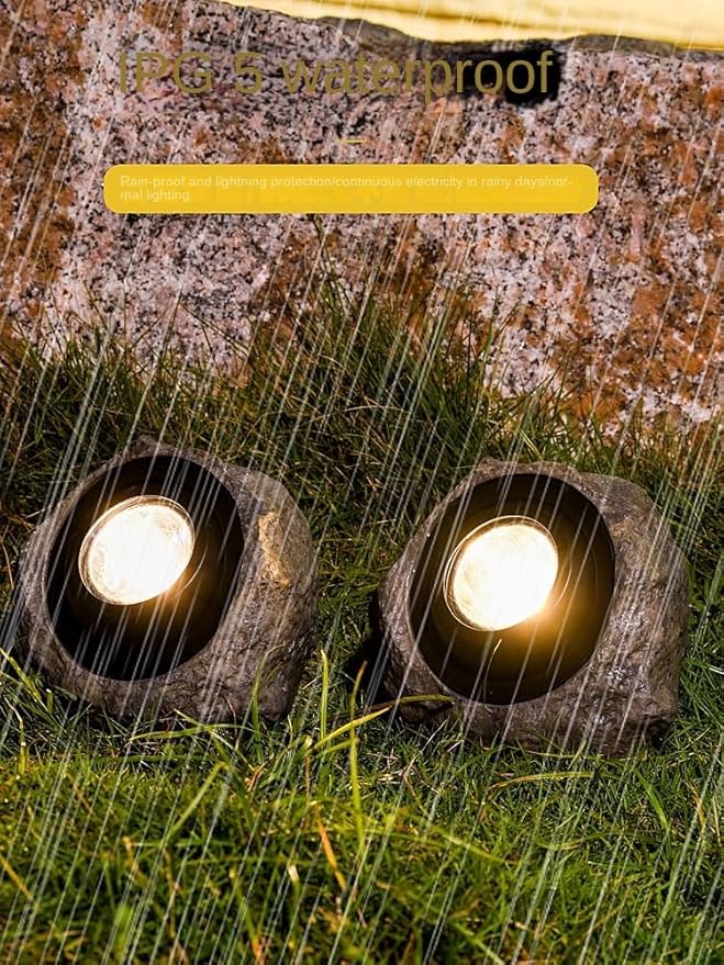 PLBSE Solar Rock Light, Super Bright Solar Spot Garden Light, Rotable Lamp Head, Cool White/Warm White Switchable, Waterproof, Crystal White, Small, Outdoor, Pathway