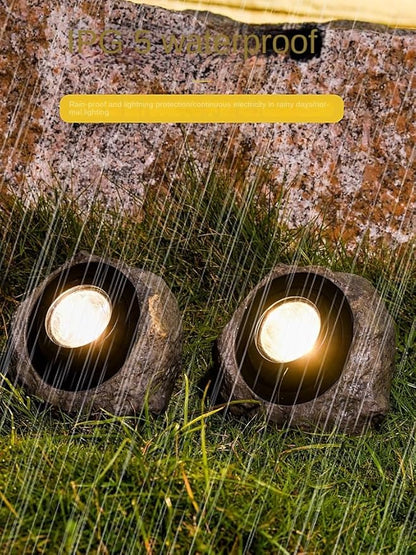 PLBSE Solar Rock Light, Super Bright Solar Spot Garden Light, Rotable Lamp Head, Cool White/Warm White Switchable, Waterproof, Crystal White, Small, Outdoor, Pathway