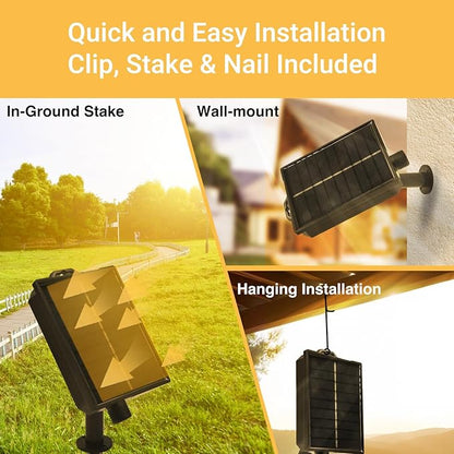 DAYBETTER 150FT Solar String Lights Outdoor Waterproof with Remote & USB Port Dimmable & Timmer,Solar Patio Lights 47+1 LED Shatterproof Bulbs 8 Light Modes,String Lights for Outside Camping Backyard