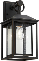 John Timberland Califa Mission Modern Outdoor Wall Light Fixture Brown Bronze Metal 15 1/4" Textured Clear Glass | Lumora