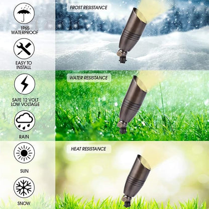 LED Spot Lights Outdoor Landscape Lighting 108 - Solid Brass Spotlight LED Yard Lights Security Landscape for Beautiful Bright Long Lasting Home Garden Patio Pool Area Deck Lighting (No Bulb) (1)