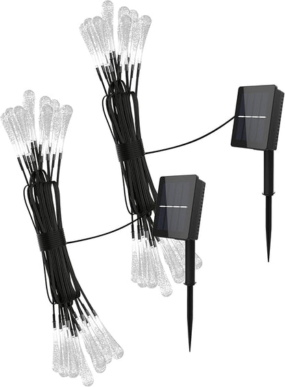 Pure Garden Outdoor String Lights 2-Pack - 20.5FT Solar Lights with 30 LED Bulbs and 8 Light Modes for Patio, Backyard, and Events (Cool White)