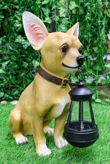 Ebros Picante Mexican Chihuahua Dog Decor Path Lighter Statue 12.5" Tall with Solar LED - Garden Figurine Light | Lumora