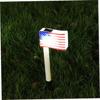 NOLITOY 2pcs Solar Garden Path Lights American Flag LED Lawn Lamps Outdoor Landscape Ground Insert Lights for Independence Day Patio Yard Decoration Random Color