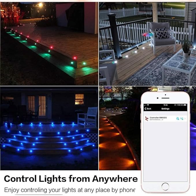 Smart WiFi LED Deck Lights 30 Pack, APP Control RGB Outdoor Lighting for Patio Deck Steps Landscape, Φ1.22" Low Voltage 12V Recessed Deck Lights Waterproof IP67, Work with Alexa Google Home, Timer