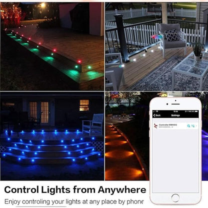 Smart WiFi LED Deck Lights 30 Pack, APP Control RGB Outdoor Lighting for Patio Deck Steps Landscape, Φ1.22" Low Voltage 12V Recessed Deck Lights Waterproof IP67, Work with Alexa Google Home, Timer