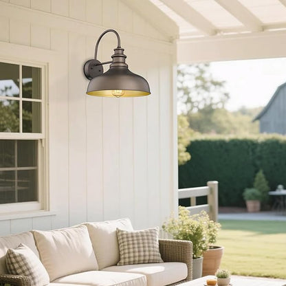 Bestshared Outdoor Barn Light,Outdoor Wall Sconce, Farmhouse Porch Wall lamp, Anti-Rust Front Door Lighting Fixture for House, Doorway, Patio, Garage (ORB+Gold, 2pack)