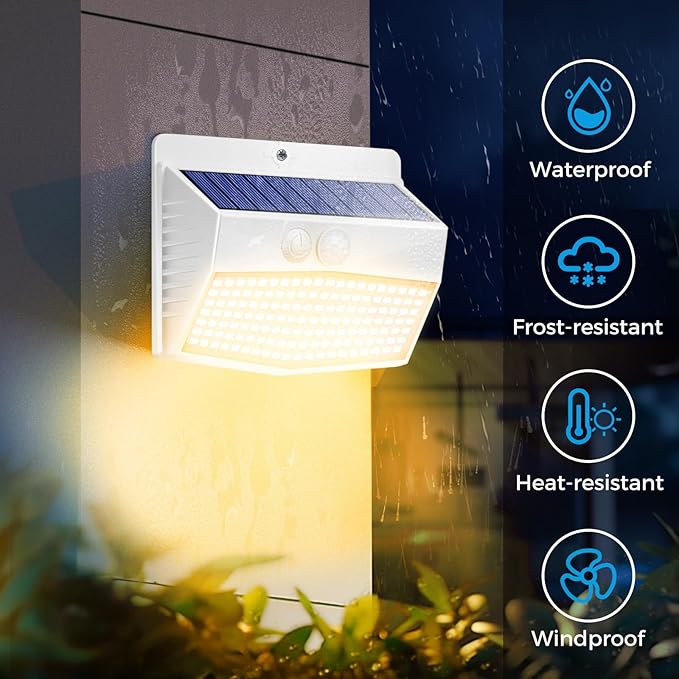 Peasur Solar Outdoor Lights, [2 Packs] Motion Sensor Security Lights with 3 Lighting Modes Wall Lights Waterproof | Lumora