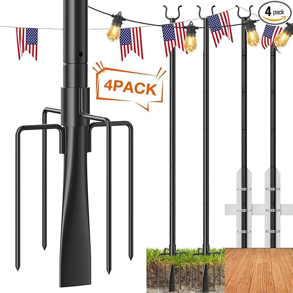 addlon 4 Pack String Light Poles Pro, Aluminum Waterproof Harder 9FT Light Poles for Outside String Lights with | Lumora