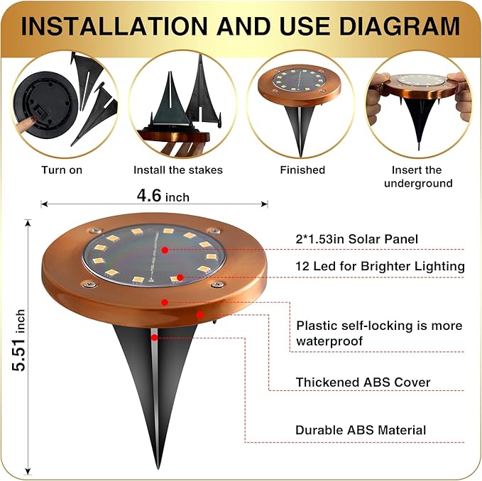 Outdoor In-Ground Lights Solar Disc Lights Outdoor Solar Garden Lights In Ground Solar Landscape Light 8 Pack 12 | Lumora