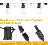 Outdoor G40 LED Globe String Lights 30Feet Dimmable Waterproof Shatterproof Patio Light with 15+2 Bulbs Connectable | Lumora