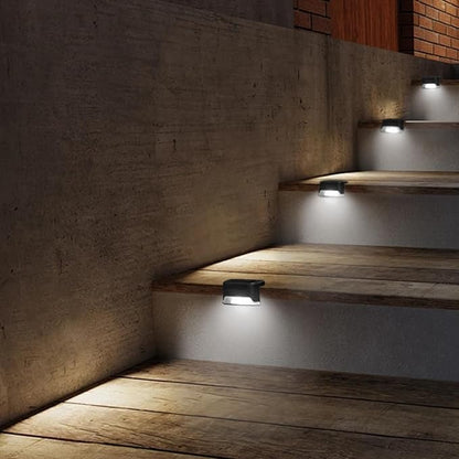 XhuangTech Solar Fence Lights Outdoor Garden, 12 Pack Solar Step Lights, Waterproof Deck Lighting for Stairs, Steps, Yard, Patio, Pathway, Gutter, Wall Decoration Ambient Light (Cold White Light)