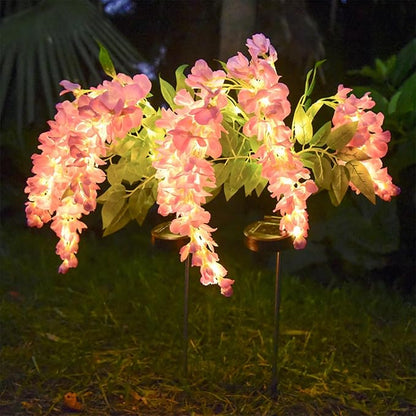 Solar Garden Lights Outdoor Waterproof Decorative Solar Lights Outdoor 1 Pack with Wisteria Flower Garden Decor Yard Patio Lawn, Gifts for Mother's Day Mom Women (Pink)