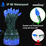 70 Count C6 Blue Christmas Lights - 35.5ft Outdoor, Waterproof, Green Wire, IP65, UL Listed | Lumora