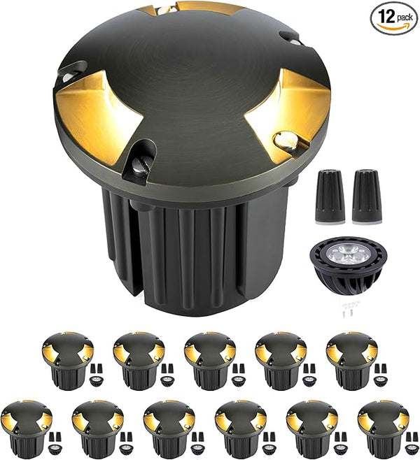 Gardenreet Landscape Brass Well Lights - Brass Ip65 Hardwired Electric In-Ground Lighting, 12V Low Voltage Fixture | Lumora