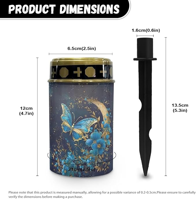 Buttefly Moon Print Solar Lights Outdoor Solar Garden Lights Waterproof Cemetery Solar Light Auto ON/Off Solar Powered Outdoor Garden Lights On/Off Automatic