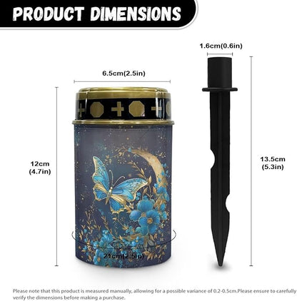 Buttefly Moon Print Solar Lights Outdoor Solar Garden Lights Waterproof Cemetery Solar Light Auto ON/Off Solar Powered Outdoor Garden Lights On/Off Automatic