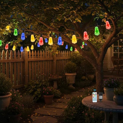 60FT Dimmable RGB Color-Changing Outdoor String Lights, 30 Shatterproof Bulbs Patio Lights with Remote Control, Perfect for Yard, Gazebo, Party, Wedding Decoration