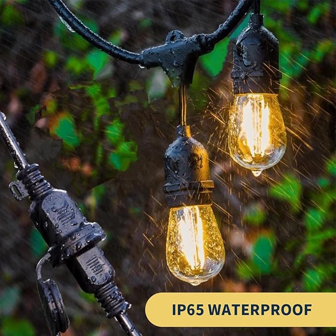 Hanging IP65 10m 20m 30m LED S14 String Lights Waterproof E27 Warm LED Retro Edison Filament Bulb Fairy Outdoor Street Garden Patio Holiday Lighting,20M