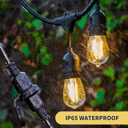 Hanging IP65 10m 20m 30m LED S14 String Lights Waterproof E27 Warm LED Retro Edison Filament Bulb Fairy Outdoor Street Garden Patio Holiday Lighting,20M