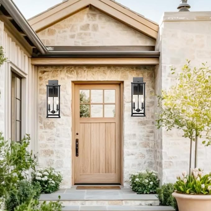 Bestshared Outdoor Wall Light, 20" Modern Exterior Wall Sconce with Clear Glass, Weather Resistant Outside Lights | Lumora