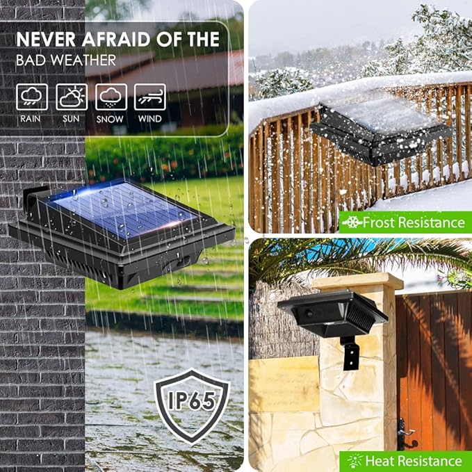 Gutter Solar Patio Decor Lights, 40 LED Deck Outdoor Waterproof Fence for Wall Backyard Porch, Pool, Step Stairs, Yard, Garden, Pathway (6 Pack-Black, Warm White)