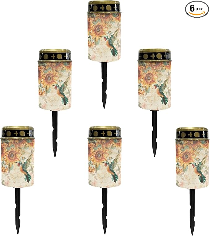 Solar Pathway Lights Outdoor Cemetery Solar Lights for Grave,Waterproof Garden Lights Pretty Solar Stake Lights Flameless Walkway Lights LED Solar Powered Fairy Lights for Outside Patio