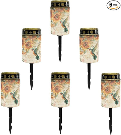 Solar Pathway Lights Outdoor Cemetery Solar Lights for Grave,Waterproof Garden Lights Pretty Solar Stake Lights Flameless Walkway Lights LED Solar Powered Fairy Lights for Outside Patio