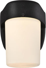 6106700 One-Light Dimmable LED Outdoor Wall Fixture with Dusk to Dawn Sensor, Black Finish with Frosted Opal Glass | Lumora