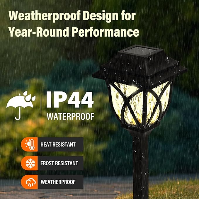 Solar Lights Outdoor Waterproof - Garden Powered for Yard, Driveway, and Pathway - Durable Stainless Steel Outdoor Solar Lights for Garden, Lawn, and Patio(Warm White,6Pack)