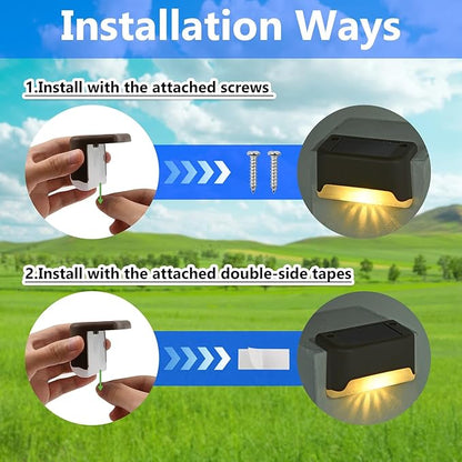 XhuangTech Solar Fence Lights Outdoor Garden, 12 Pack Solar Step Lights, Waterproof Deck Lighting for Stairs, Steps, Yard, Patio, Pathway, Gutter, Wall Decoration Ambient Light (Warm White Light)